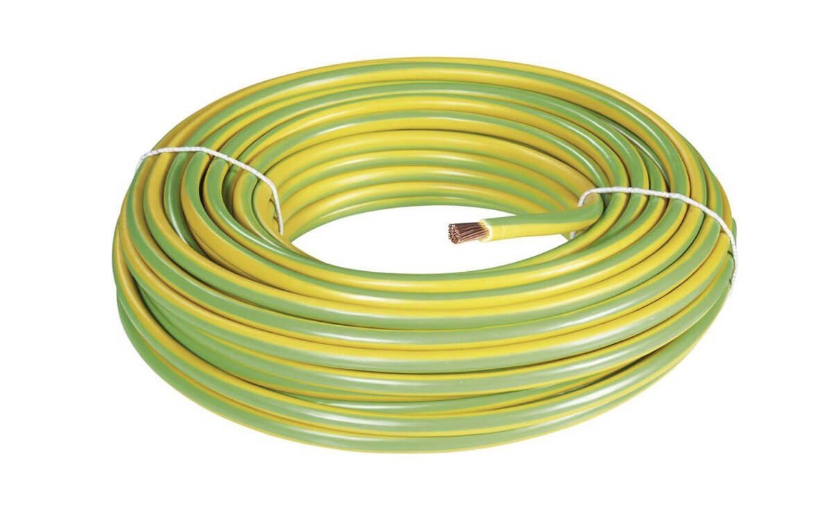 100 mètres de câble de terre souple vert/jaune 6mm²